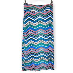 Rue21 Striped Chevron Stretchy Maxi Skirt Size XL Pink Blue White Green Comfy